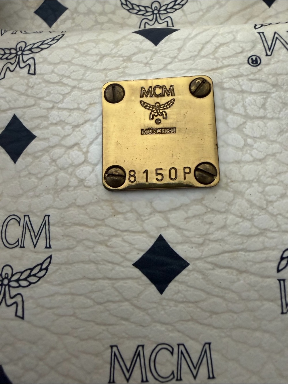MCM Vintage Visetos Boston Satchel Ivory Black Monogram Top Handle Bag - Picture 11 of 11